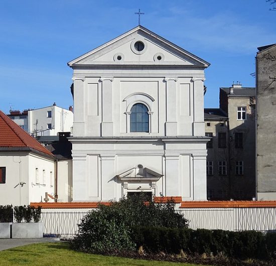 Kościół św. Agnieszki w Krakowie. Widok fasady z ulicy Józefa Dietla. 2018